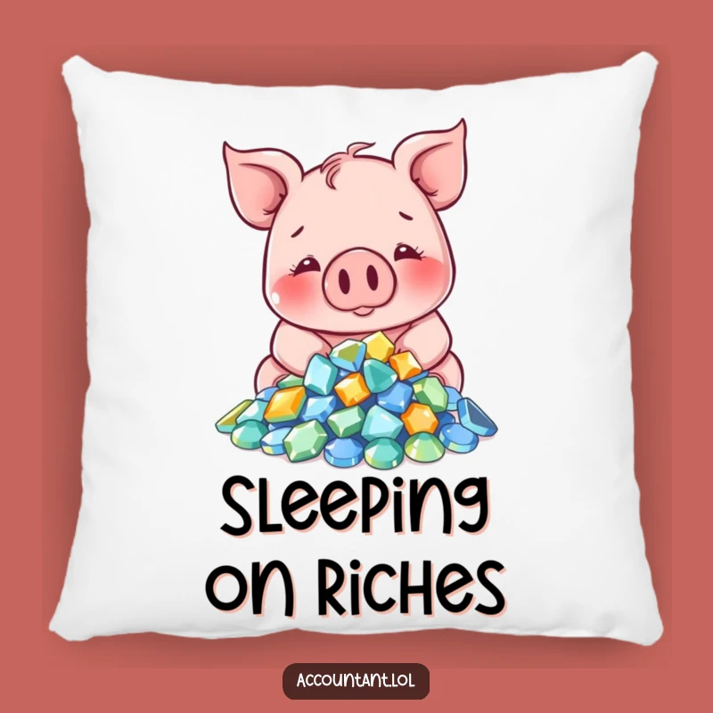 Funny Pig Gem Pillow: Luxurious Comfort with Contented Pig