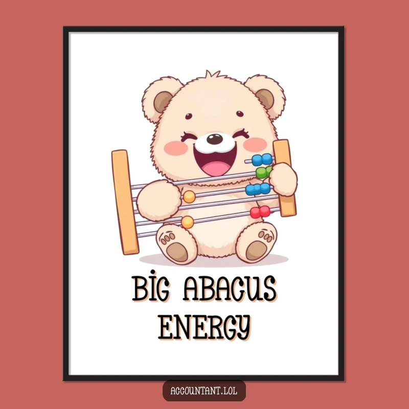 Funny Bear Cub Abacus Digital Art: Instant Humor, Perfect Art Gift