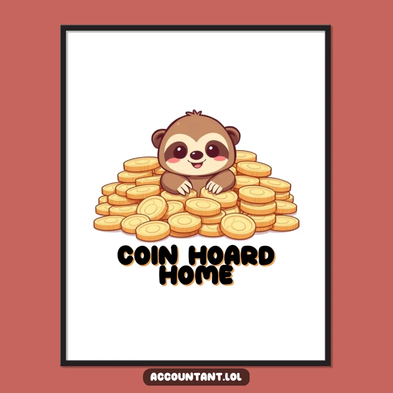 Funny Sloth Digital Art: Coin Fortune - Hilarious Printable Wall Decor, Amazing Funny Gift