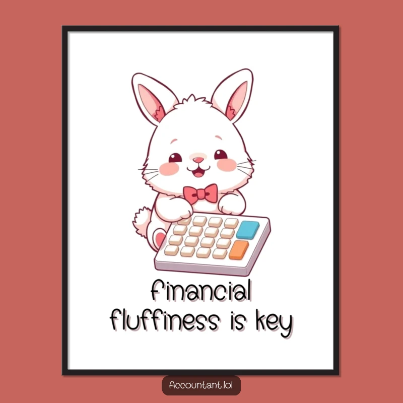 Funny Bunny Accountant Digital Print: Fluffy Calculator Art, Perfect Instant Gift