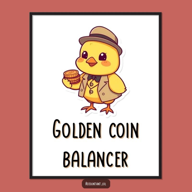 Funny Chick Investor Digital Art - Printable Yellow Bird, Instant Hilarious Wall Decor Gift