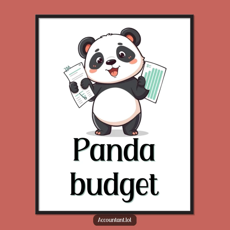 Funny Panda Budget Master Digital Art - Instant Financial Decor
