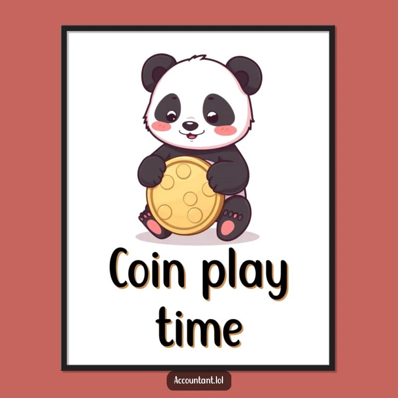 Funny Panda Coin Digital Art: Instant Playful Decor