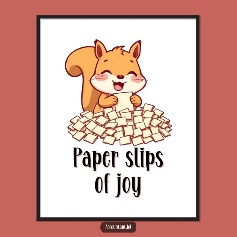 Funny Squirrel Paperwork Digital Art - Instant Download for Whimsical Decor