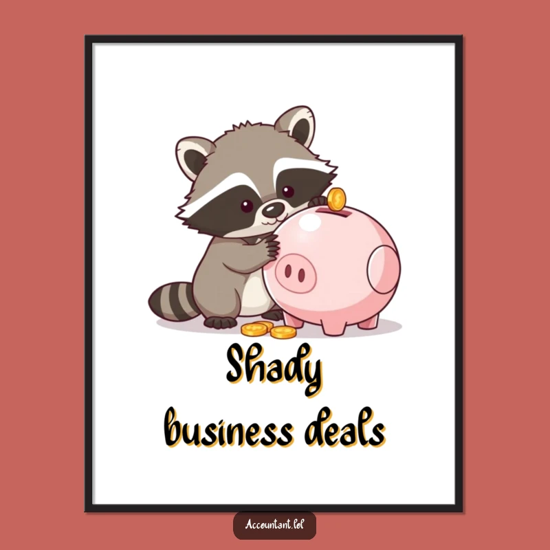 Funny Raccoon Piggy Bank Digital Art - Instant Mischief for Your Walls!