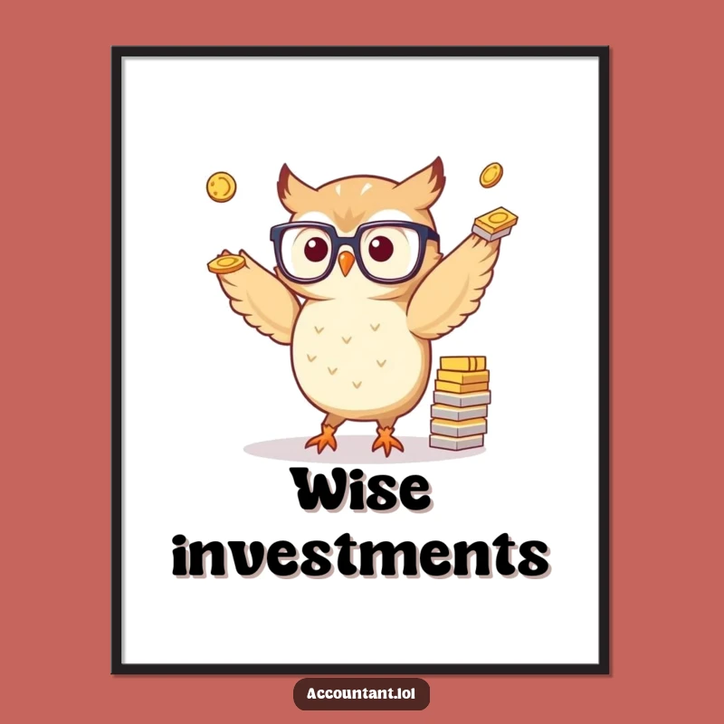 Funny Owl Juggling Coins Digital Art: Instant Wisdom, Perfect Art Gift