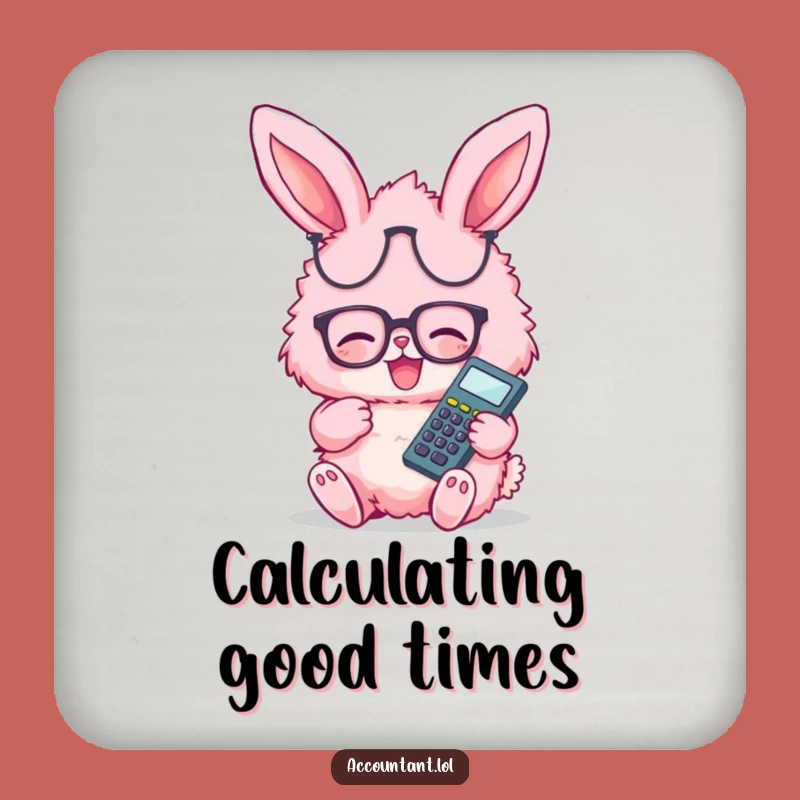 Funny Bunny Accountant Coaster Set - Pink Rabbit Protection, Hilarious Tabletop Gift
