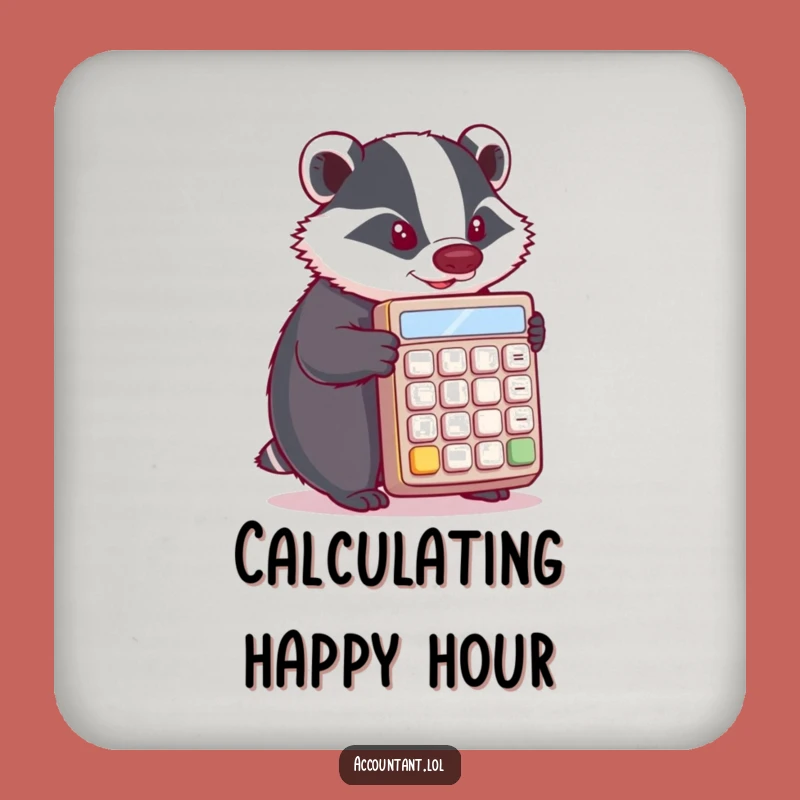 Funny Badger Calculator Coaster: Protect Surfaces with Determined Badger