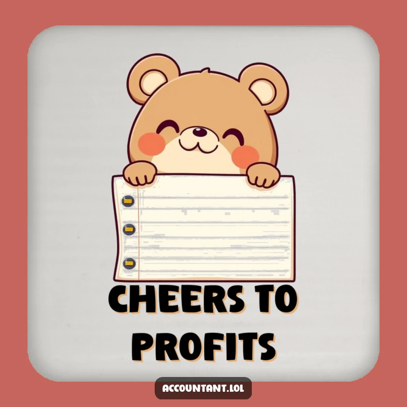 Funny Chubby Bear Accountant Drink Coaster Set: Ledger Surprise Protector