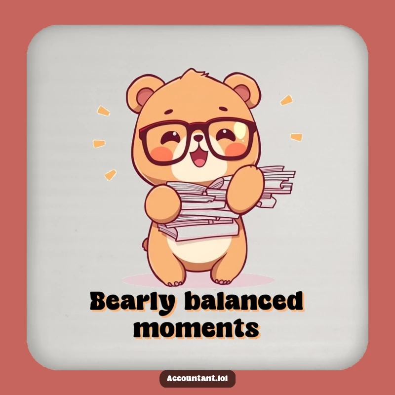 Funny Bear Office Coaster: Tiny Glasses Bear Decor, Ideal Gift