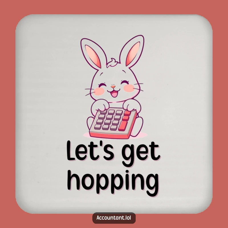 Funny Bunny Bookkeeper Drink Coaster: Cute Calculator Humor for Tabletop Protection