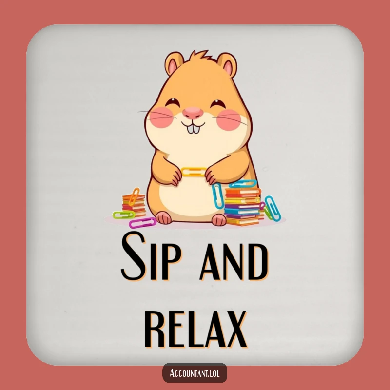 Funny Capybara Accountant Coaster Set - Paper Clip Protection Gift