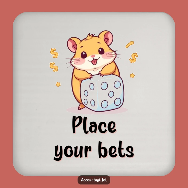 Funny Chubby Hamster Rolling Dollar Dice Coaster: Hilarious Bar Gift!