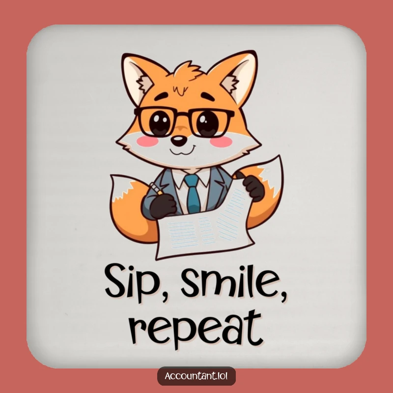 Funny Fox Accountant Coaster Set - Smiley Balance Protection Gift