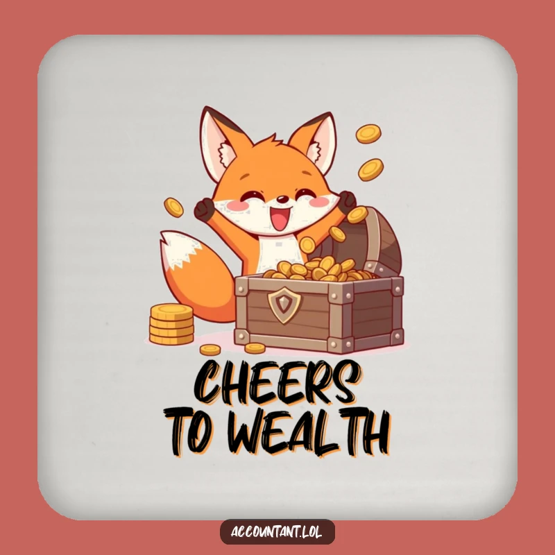 Funny Fox Treasure Drink Coaster - Protect Surfaces With Energetic Fox