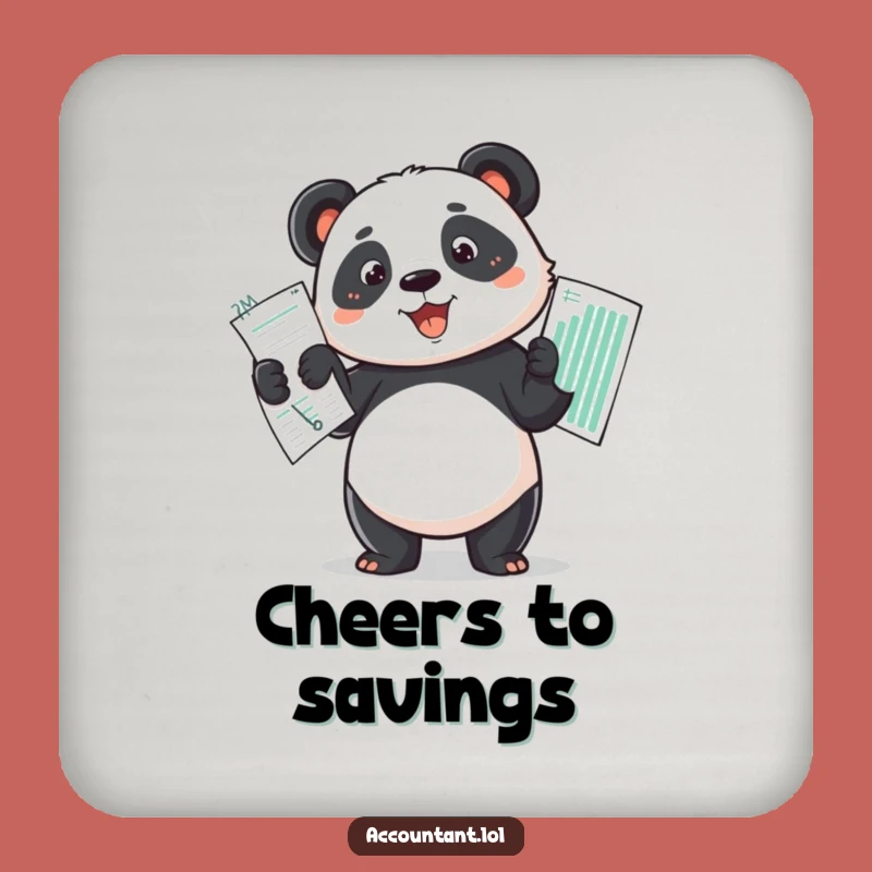 Funny Panda Budget Master Coaster Set - Protect Surfaces with Financial Fun