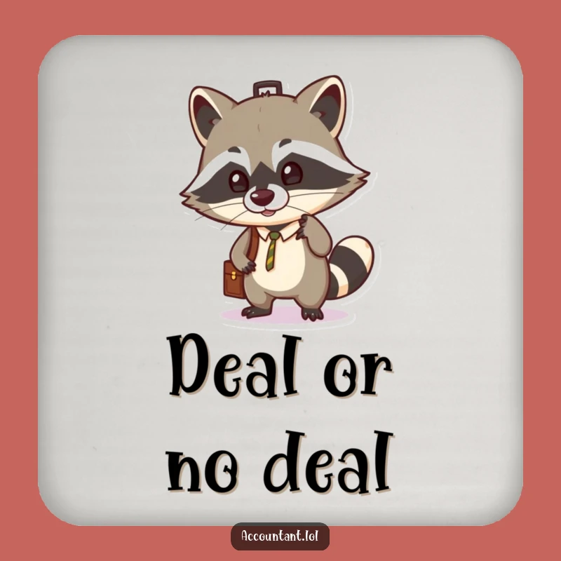 Funny Raccoon Briefcase Coaster: Hilarious Bar Accessory Gift!