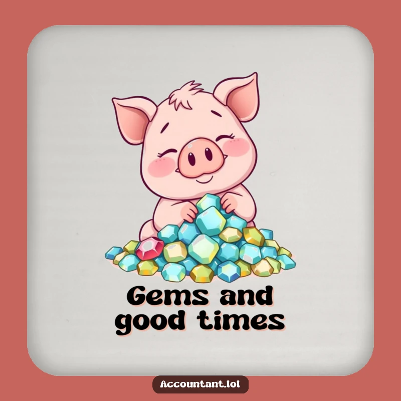Funny Smiling Pig Gem Coaster: Protect Surfaces with Opulence