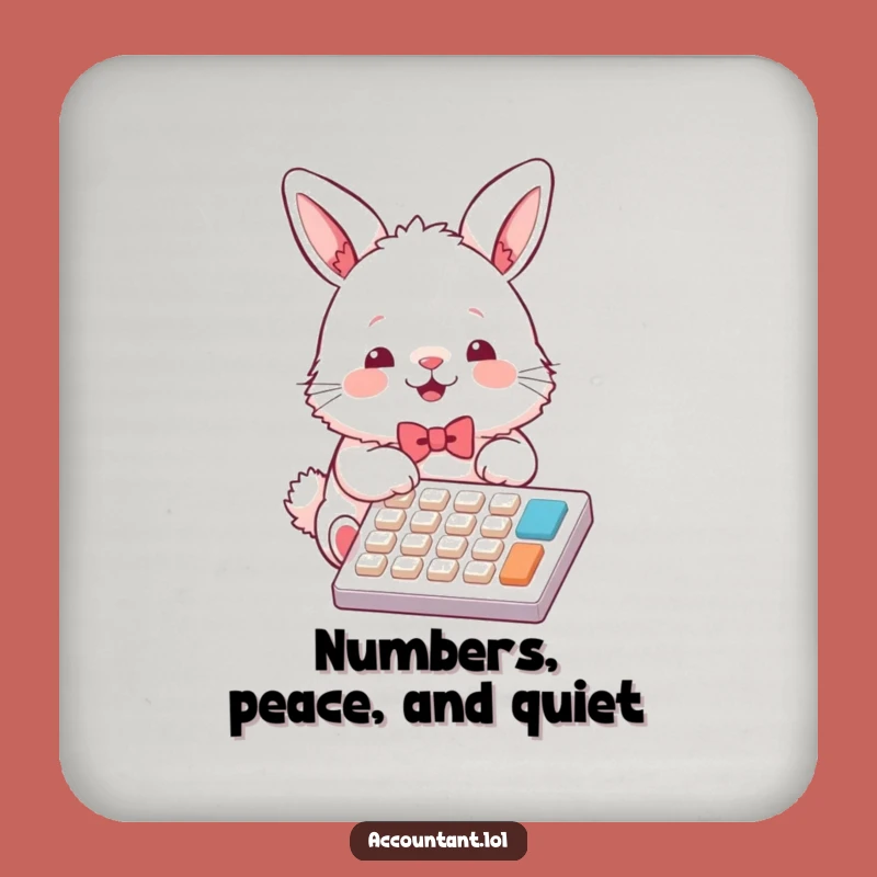 Funny Bunny Accountant Coaster: Cute Fluffy Calculator Drink Protector, Ideal Gift