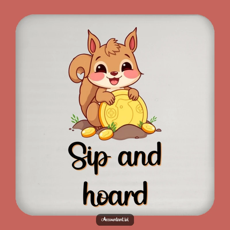 Funny Delighted Squirrel Coin Coaster: Protect Surfaces with Joy