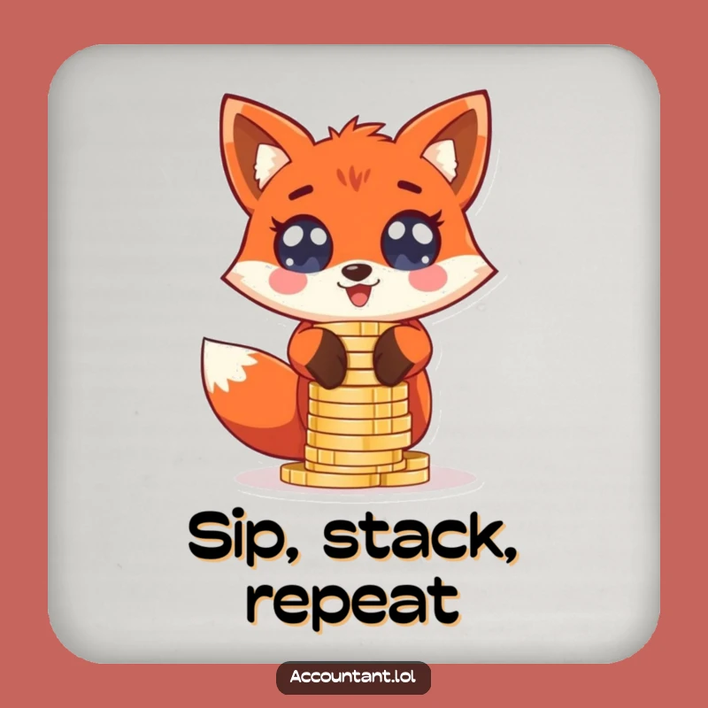 Funny Fox Tycoon Coaster Set - Giddy Red Fox Protection, Hilarious Tabletop Gift