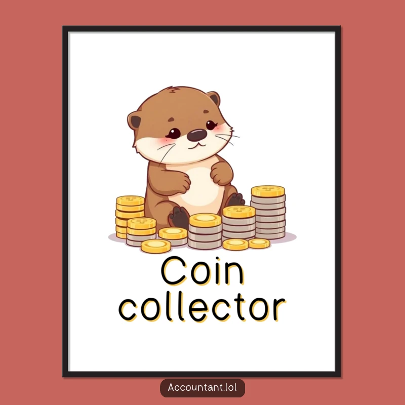 Funny Otter Poster: Hilarious Coin Art for Your Dedicated Workspace