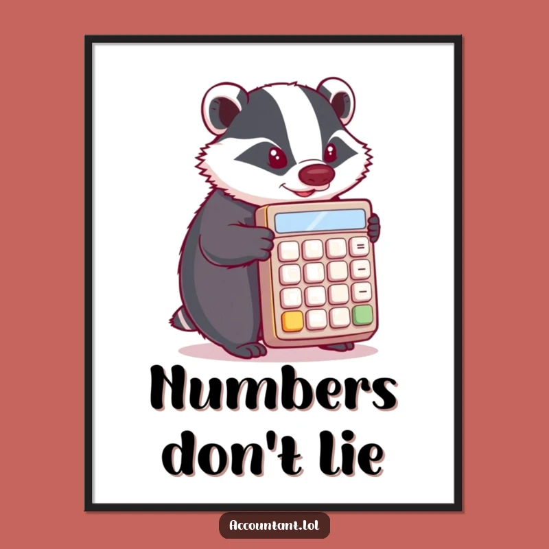 Funny Badger Calculator Poster: Determined Math Art for Your Wall