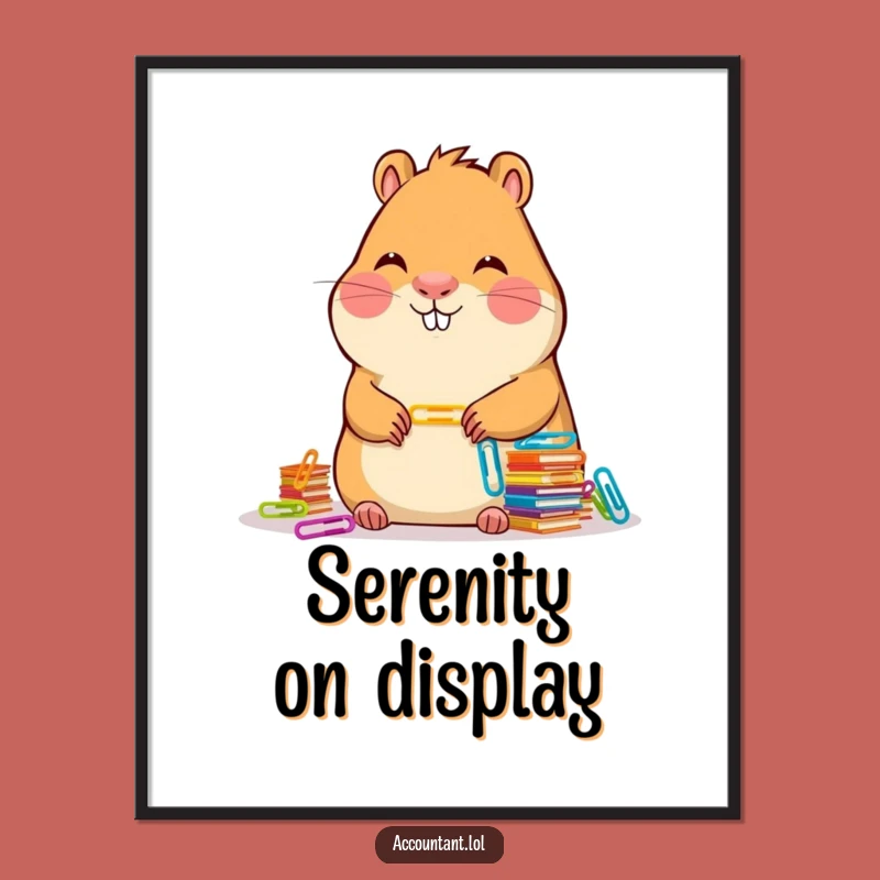 Funny Capybara Accountant Poster - Calm Paper Clip Wall Art Gift