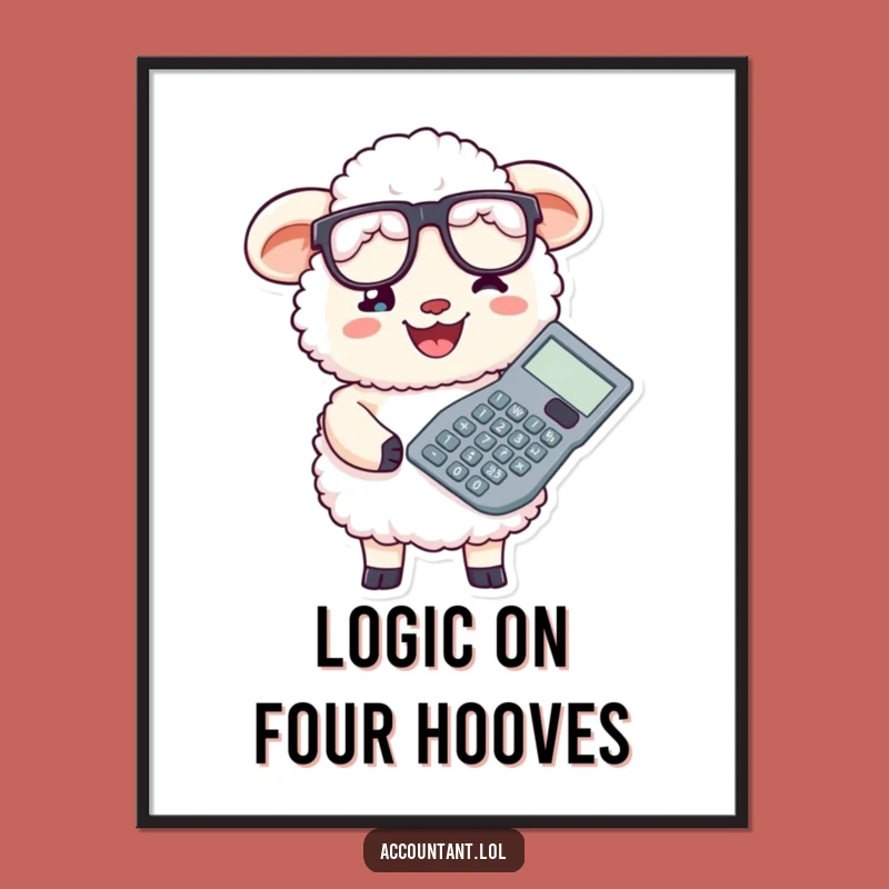 Funny Fluffy Sheep Accountant Poster: Hilarious Calculator Art Print Gift