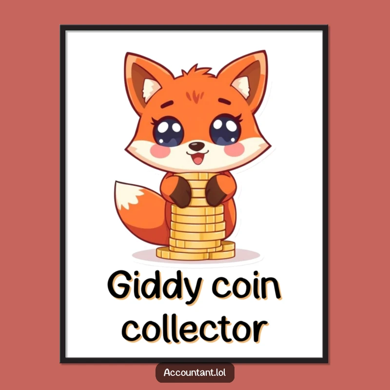 Funny Fox Tycoon Poster - Excited Red Fox Art, Hilarious Wall Decor Gift Idea
