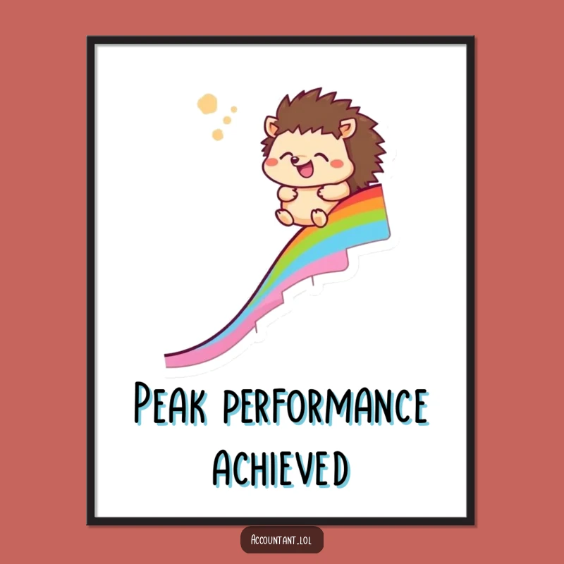 Funny Hedgehog Rainbow Chart Poster: Motivational Art for Your Wall