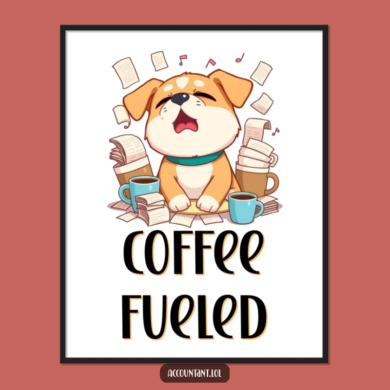 Funny Sleepy Dog Yawning Poster - Hilarious Wall Art for Home & Office