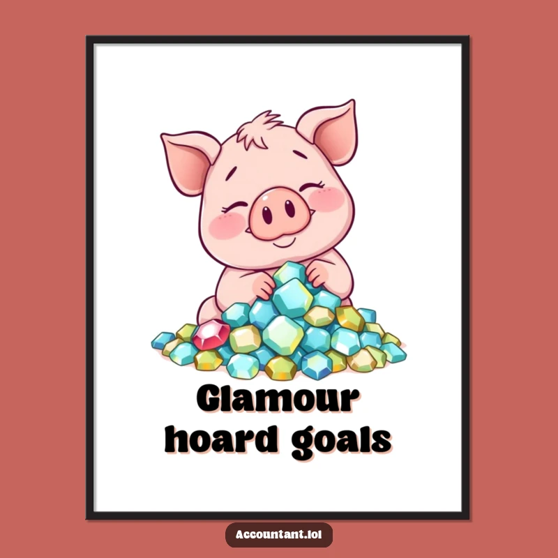 Funny Smiling Pig Gem Poster: Adorn Your Walls with Wealth and Wit