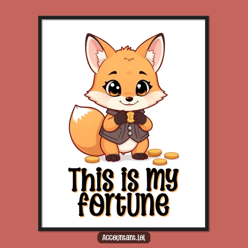 Funny Fox Money Poster: Vest Fox Art, Ideal Decor Gift