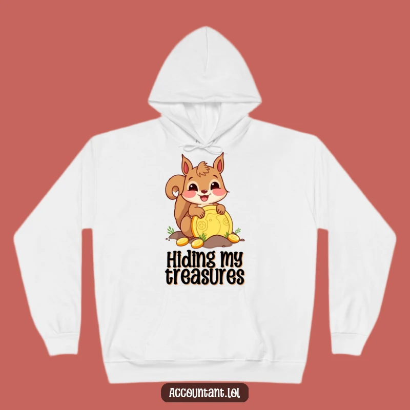 Funny Delighted Squirrel Coin Hoodie: Cozy Up with Your Treasures