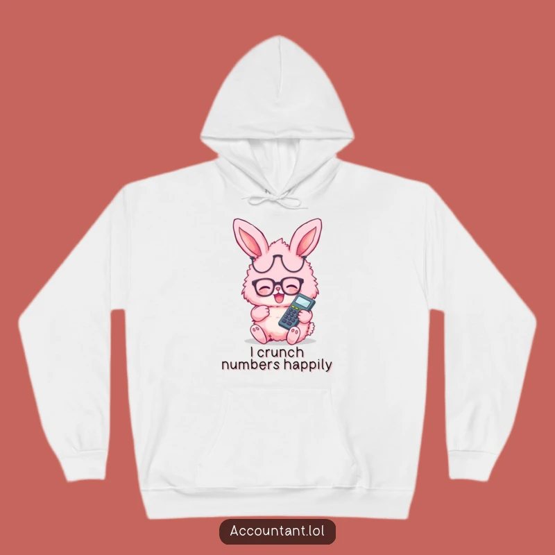 Funny Bunny Accountant Hoodie - Cozy Pink Rabbit, Warm and Hilarious Gift for Finance Pros