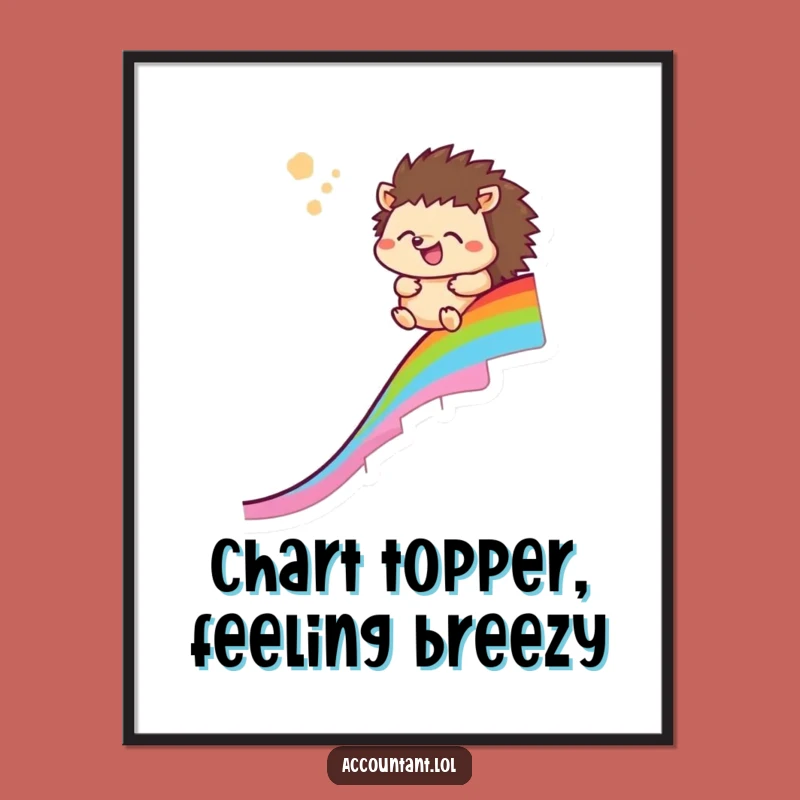 Funny Free Printable Hedgehog Wall Art: Rainbow Slide Downloadable Decor for a Cheerful Home