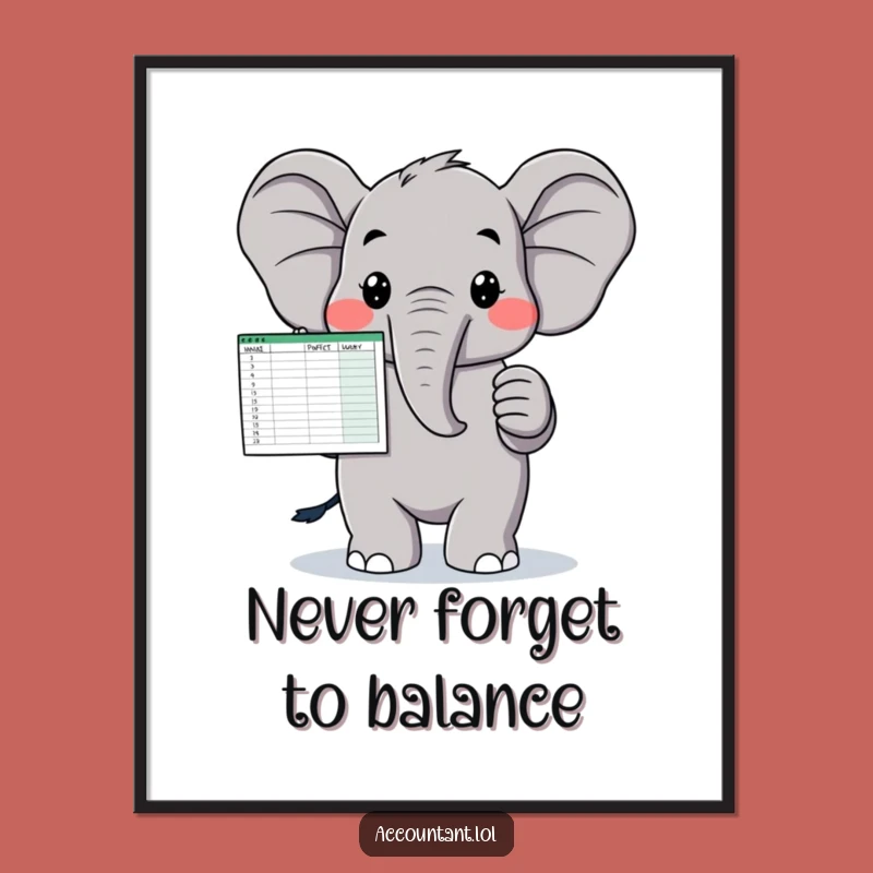 Free Printable Elephant Art: Balanced Spreadsheet Boss Downloadable Wall Decor