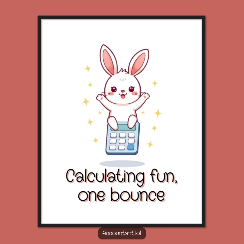 Free Printable Funny Bunny Calculator Wall Art - Bouncing Downloadable Decor