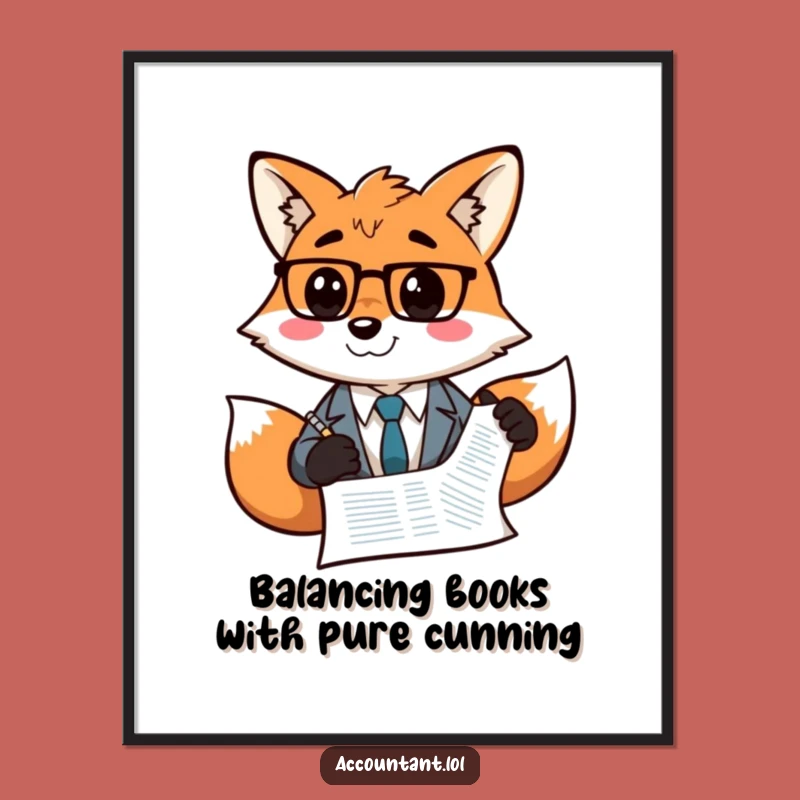 Free Printable Wall Art: Funny Fox Accountant Humor, Hilarious Downloadable Office Decor