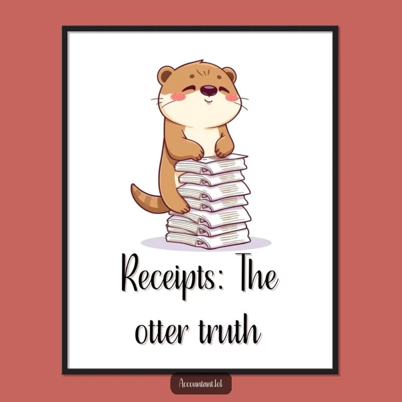 Free Printable Wall Art: Funny Otter Receipts Wink, Quirky Downloadable Decor