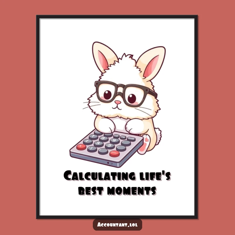 Funny Free Printable Wall Art: Bunny Calculator Nerd - Downloadable Quirky Decor Gift