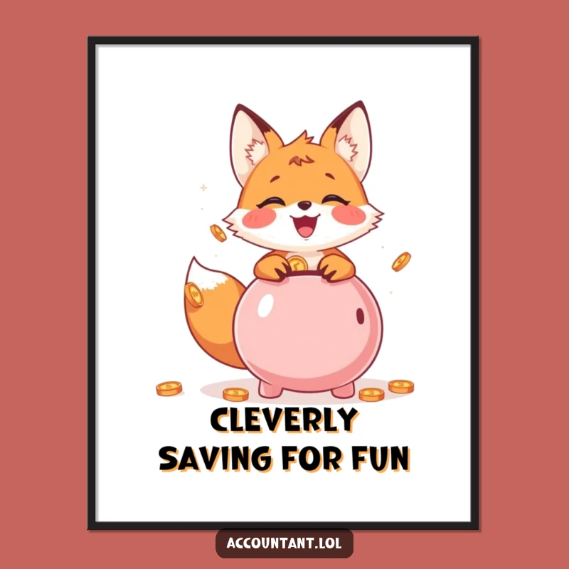 Funny Free Printable Wall Art: Fox Cub's Savings Goals - Downloadable Decor Gift