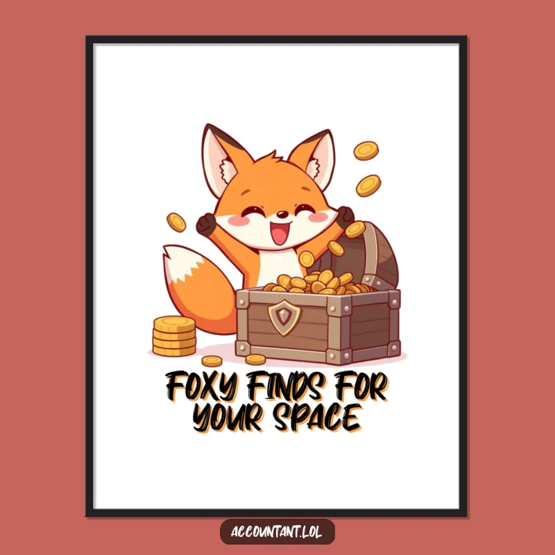 Funny Free Printable Wall Art: Fox's Treasure Hunter Art