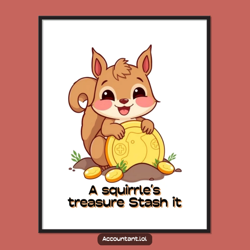 Funny Free Printable Wall Art: Squirrel Treasure Hunter, Hilarious Downloadable Decor