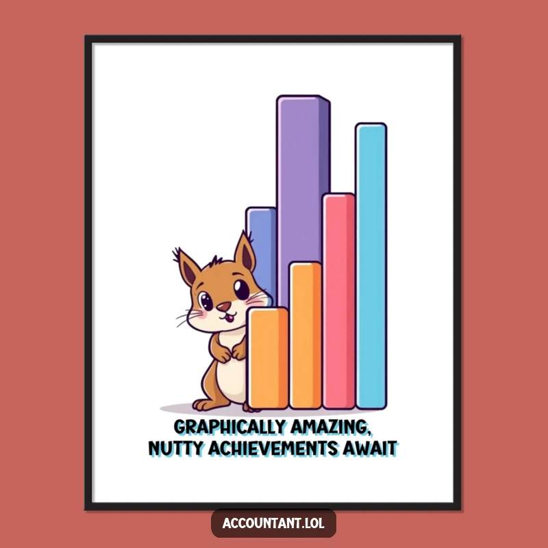 Free Printable Wall Art: Amazed Squirrel Bar Graph Success Funny Downloadable Art