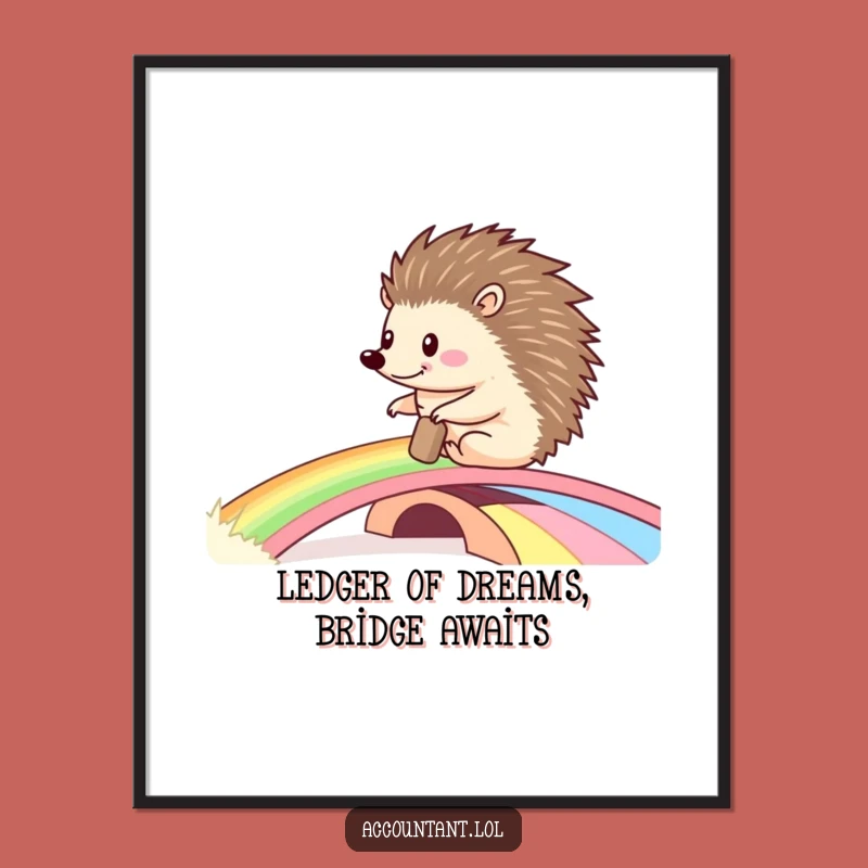 Free Printable Funny Hedgehog Ledger Wall Art - Rainbow Downloadable Decor
