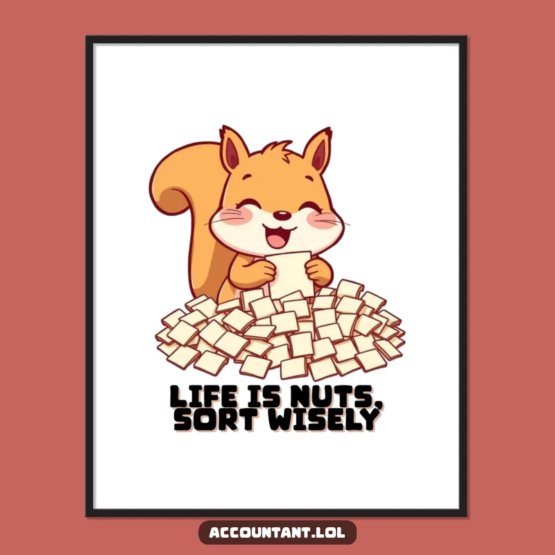 Free Printable Wall Art: Squirrel Sorting Paper, Quirky Downloadable Decor