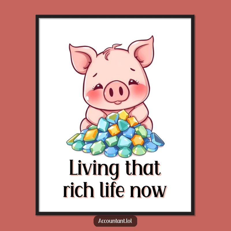 Funny Free Printable Pig Gem Wall Art - Luxurious Downloadable Decor!