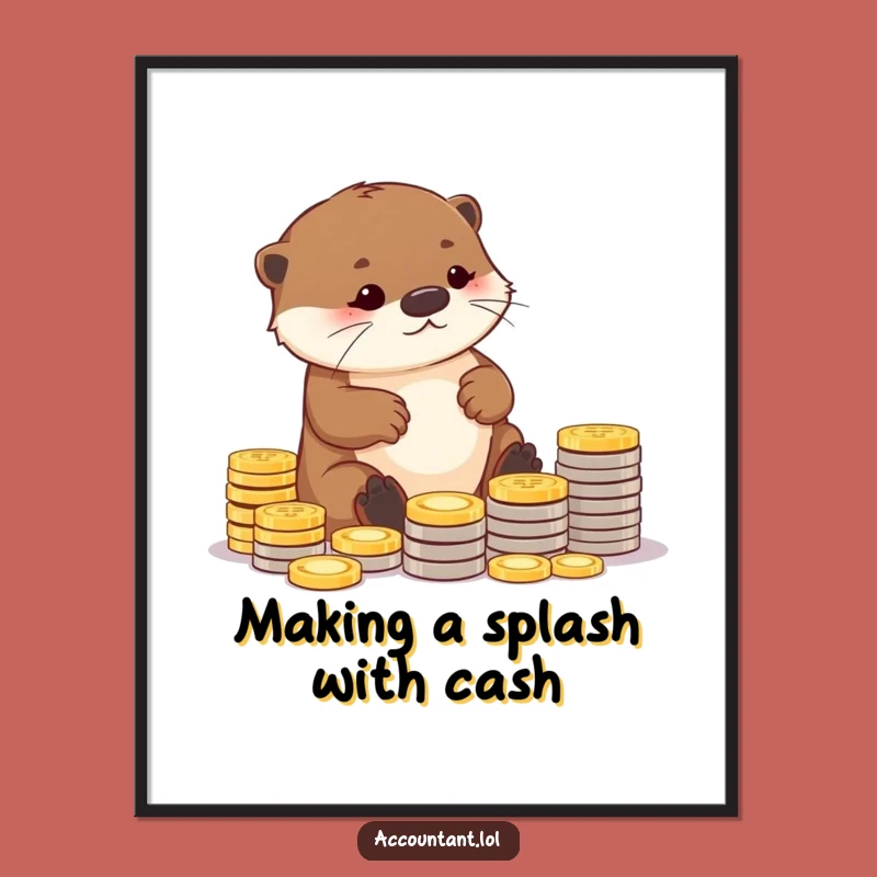 Free Printable Otter Art: Diligent Coin Arranger Decor